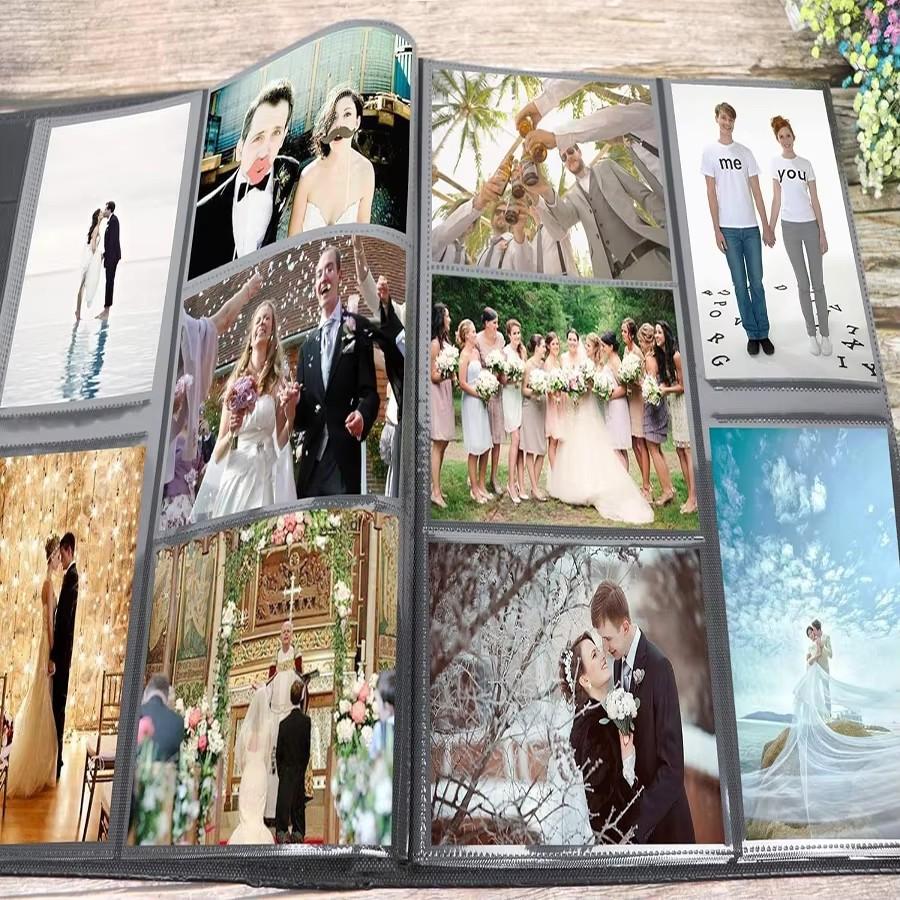 Photo Album 4x6 500 Photos Black Pages Leather Cover Wedding Family Photo Albums Holds 500 Horizontal and Vertical Photos
