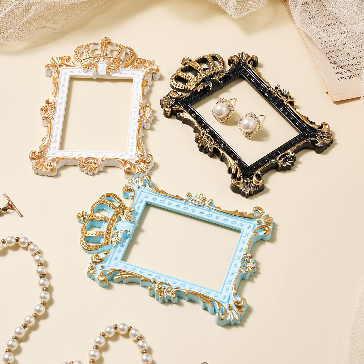 European Crown 3D Pattern Frame Decorative Item, Resin DIY Decoration, Multi-Color Options, Bathroom Accessory, Photo Prop, DIY Ornament