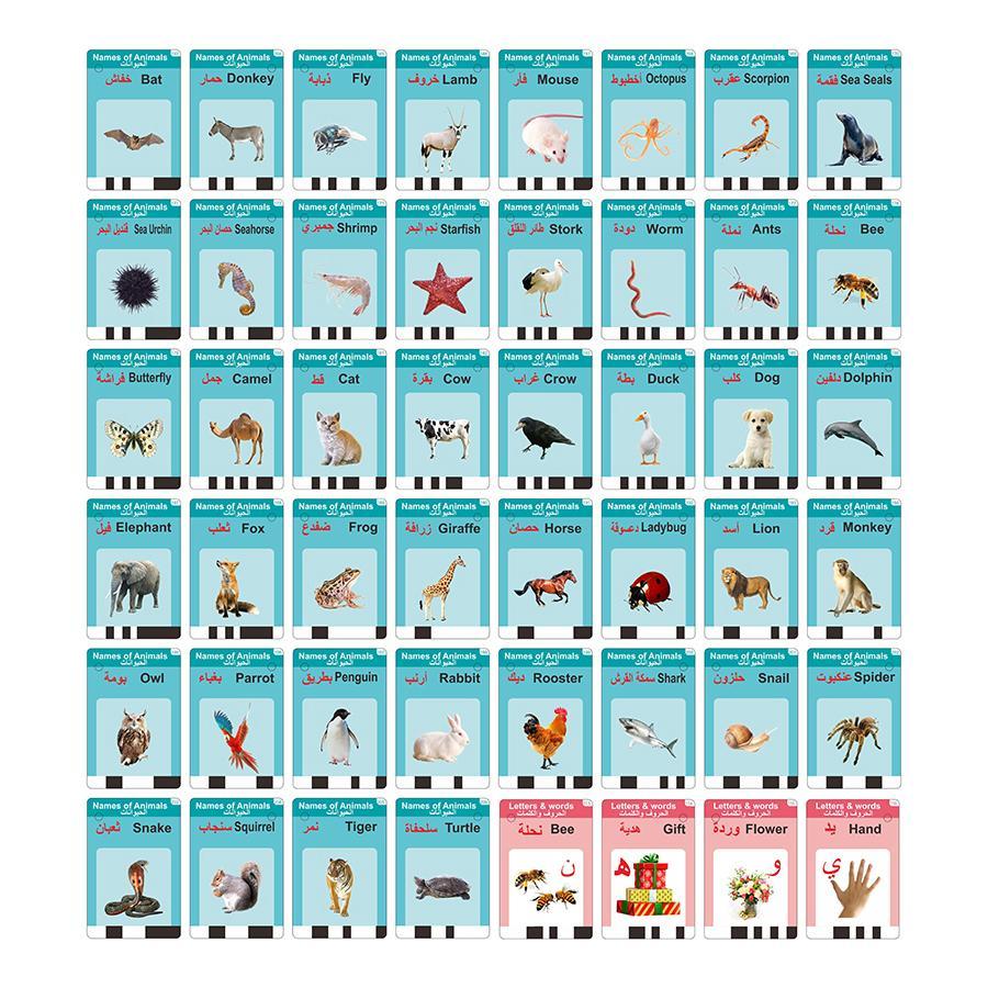 Arabic/english Card Learning Machine for Kids, Educational Toy with 12 Categories, Switchable Languages, Includes 198 Cards and Storage Bag