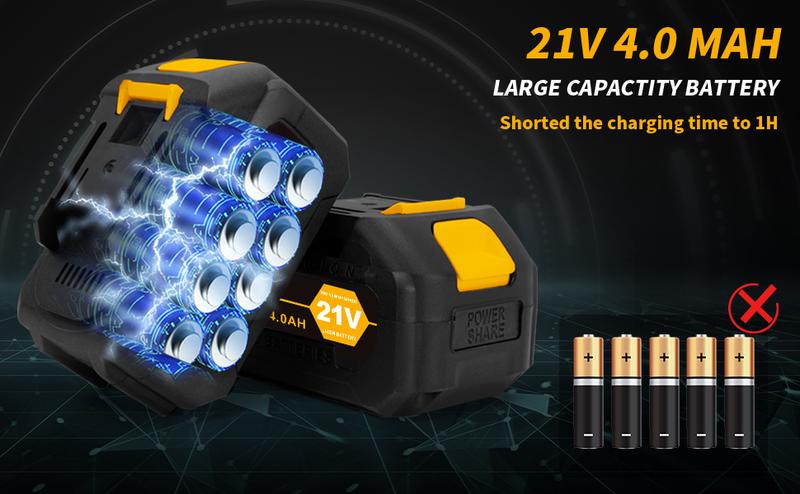 1200N.m Cordless Impact Wrench, 855Ft-lbs 1/2 inch Electric Impact Gun, High Torque Brushless Impact Wrench w/ 2x 4.0Ah Battery, Fast Charger & 6 Sockets Power Tools Lithium Drill Power Tools Lithium Drill