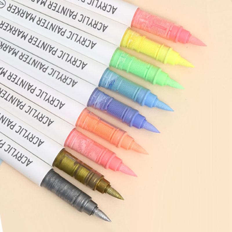 Gradient Color Marker Pen, 9 Counts/set Liquid Acrylic Marker Pen, Student Colored Graffiti Painting Coloring Pen, Art Supplies
