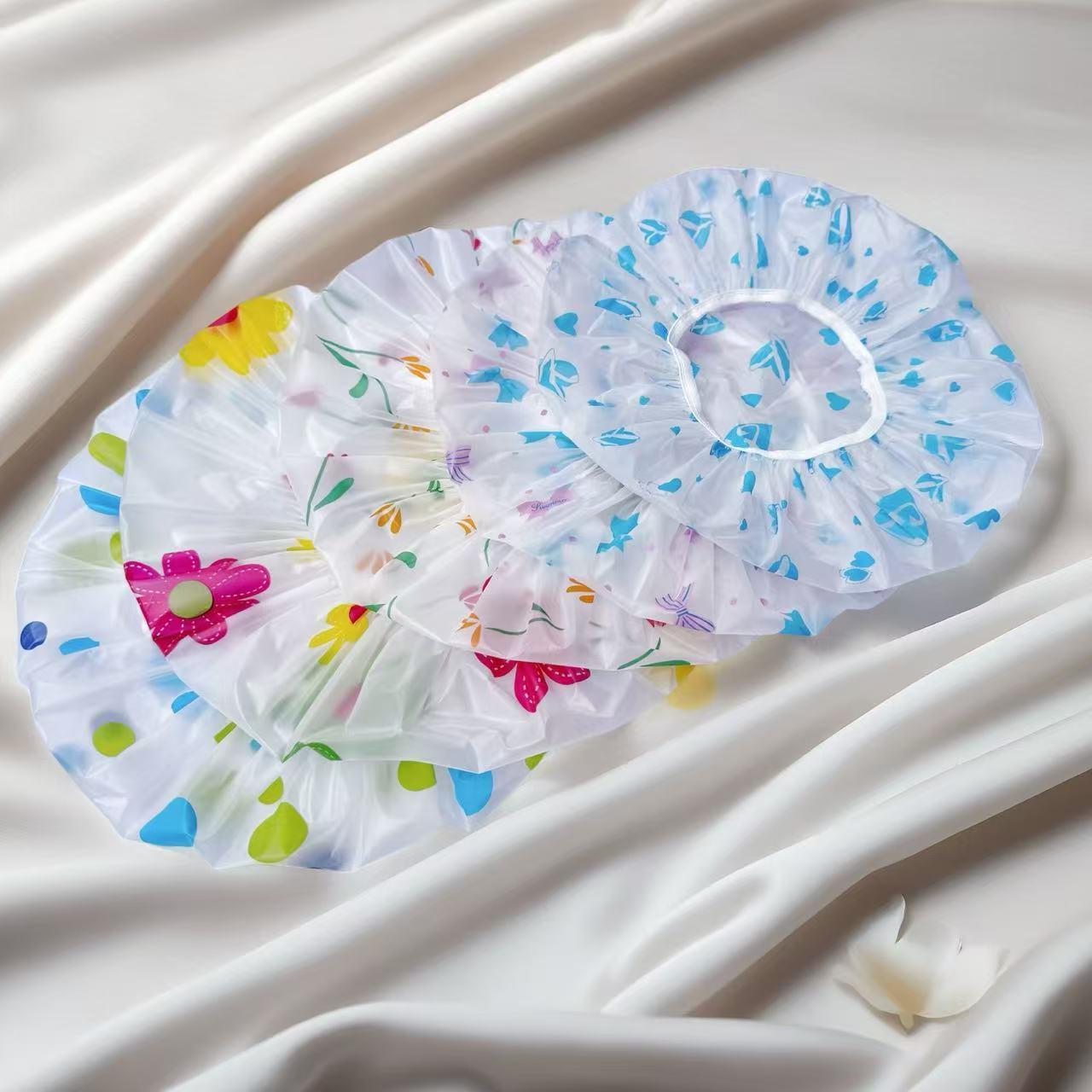 Cute Cherry Print PE Shower Cap, Waterproof Reusable Hair Cap for Shower, Hair Treatme