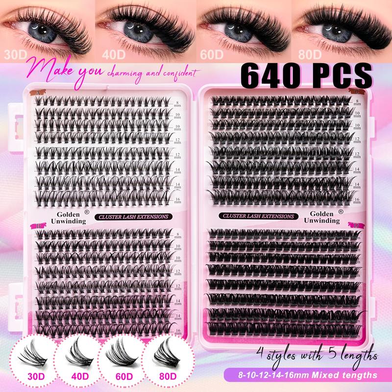 High-capacity false eyelashes in various styles, D-curved design, easy DIY personal false eyelashes, DIY false eyelash extension kit, Individual lash extensions, suitable for daily use, parties, travel