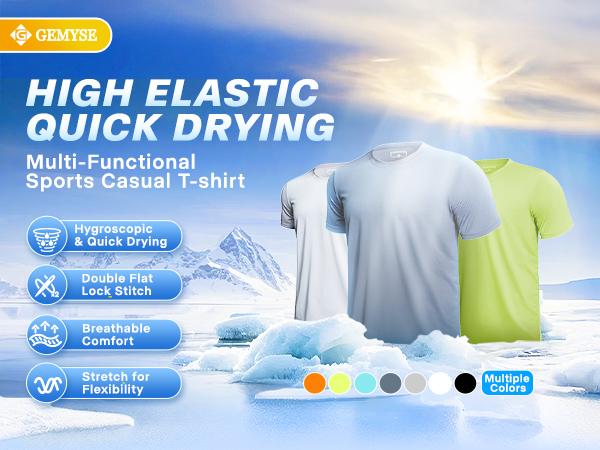 GEMYSE Men's Athletic Short Sleeve Shirt Quick Dry Moisture Wicking T-Shirts UPF 50+ Tee Tops for Gym Workout Activewear