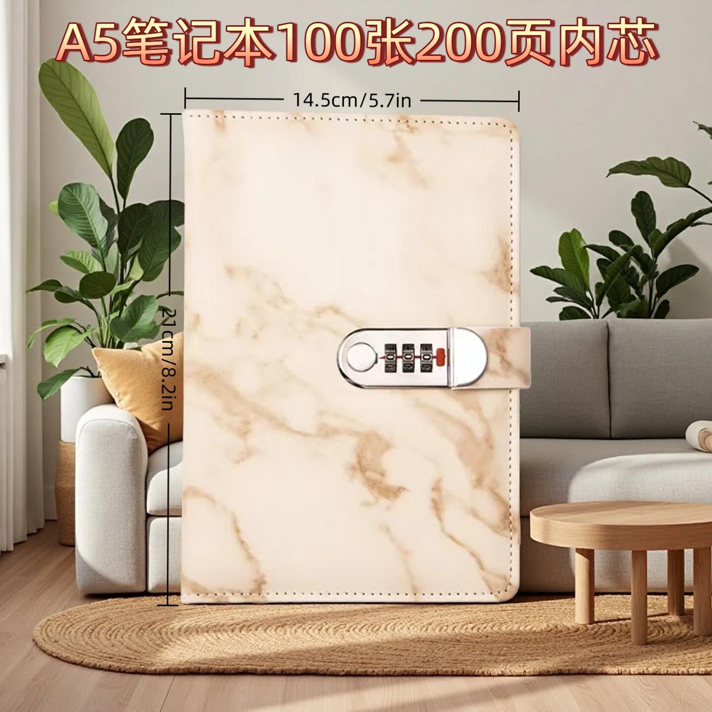 Locked Diary Notebook for Students, Simple European Vintage Password Journal, Privacy Protection, Cross-Border Design, Retro Hand Account Book