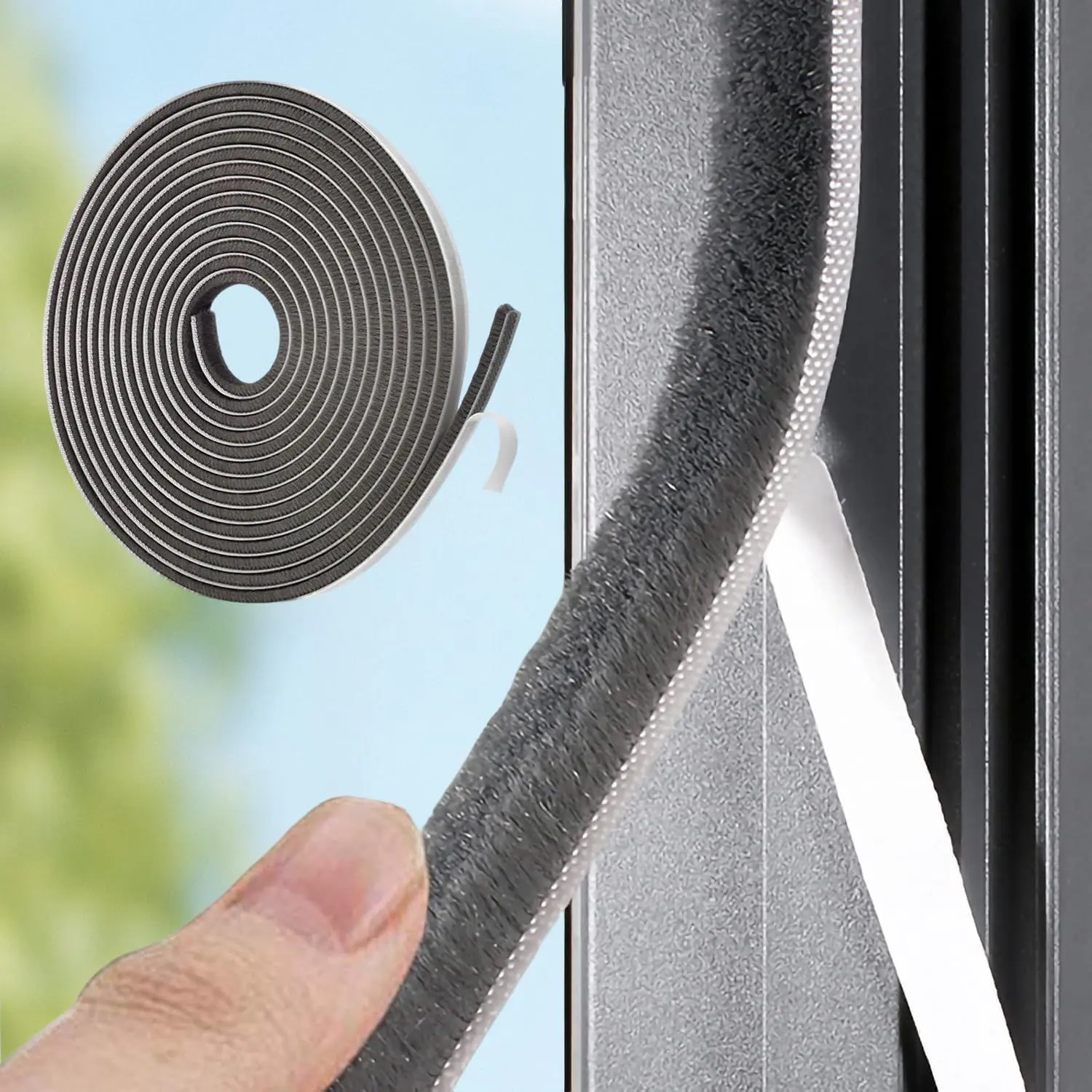 33 FT Window Weather Stripping Door Seal, Gray Self-Adhesive Soundproofing Weather Stripping for Doors and Windows, Winter Insulation Strip Noise Cancelling Window Inserts, 0.35" Wide x 0.2" Thick