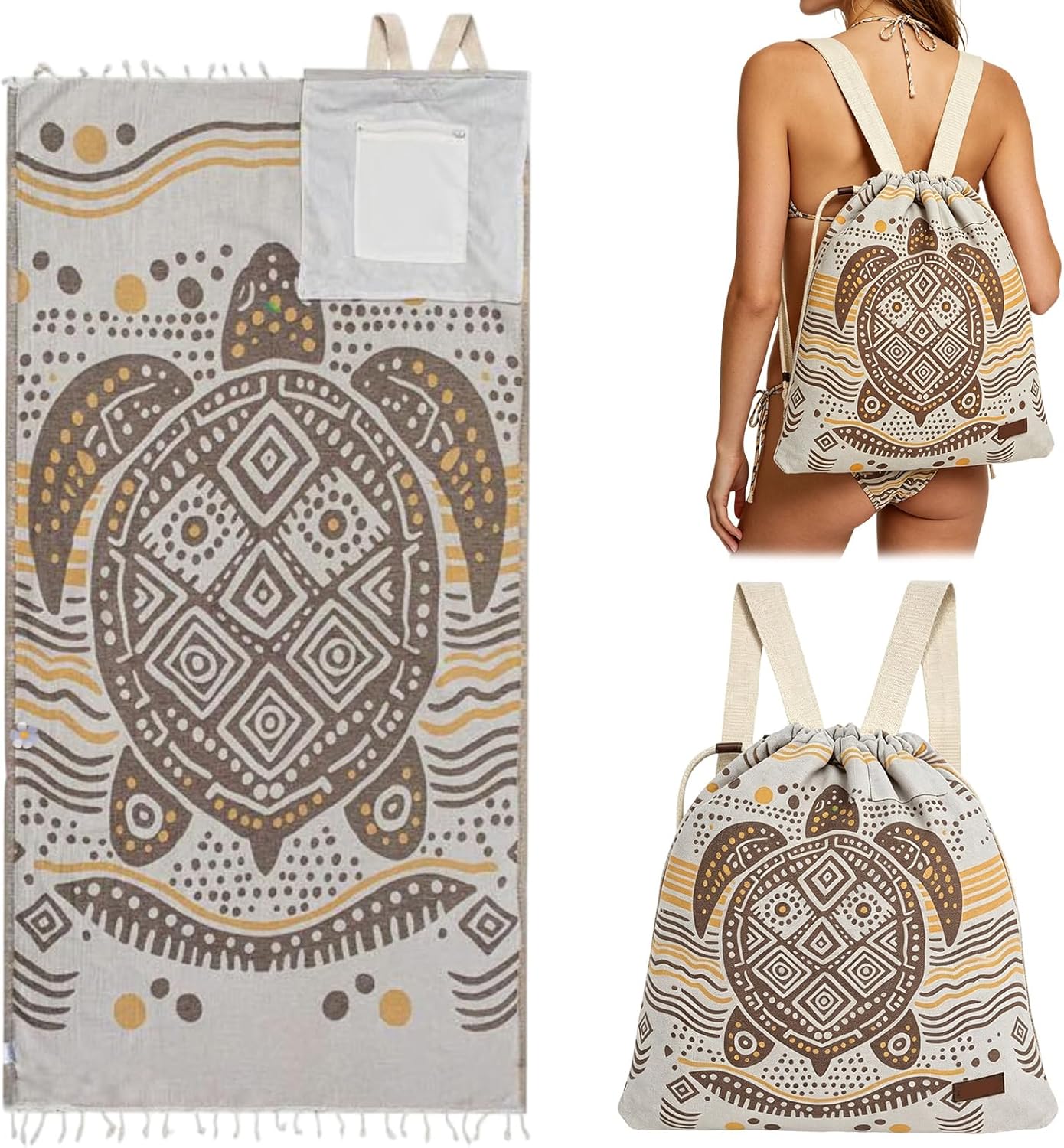 2026 New 2 in 1 Convertible Backpack Towel, Oversized Microfiber Beach Blanket with Inner Zip Pocket, Sand Free, Lightweight and Quick Dry for Beach and Travel