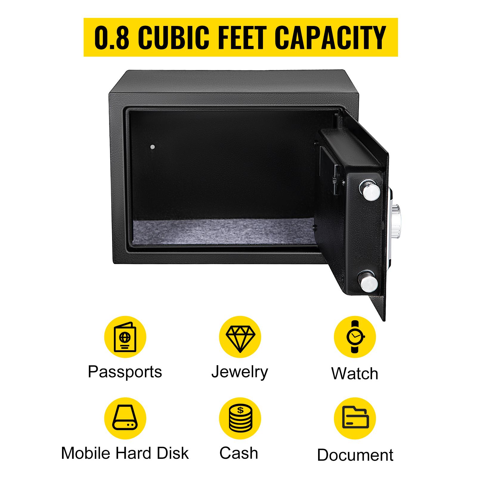 【Summerfinds】VEVOR 0.8 CU. FT Q235 Steel Safe Box, Wall Mount Multi-Lock with Fingerprint, Digital Pad, Key Lock & 2 Keys, Pre-Drilled for Cash, Jewelry, Pistols Storage in Home Office