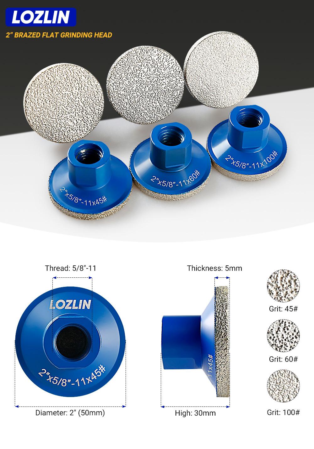 LOZLIN 2" Diamond Flat Grinding Disc - Countertop Joint & Edge Grinding for Quartz, Marble, Tile, Lippage Elimination - 5/8-11 Angle Grinder Mounted Stone Tool