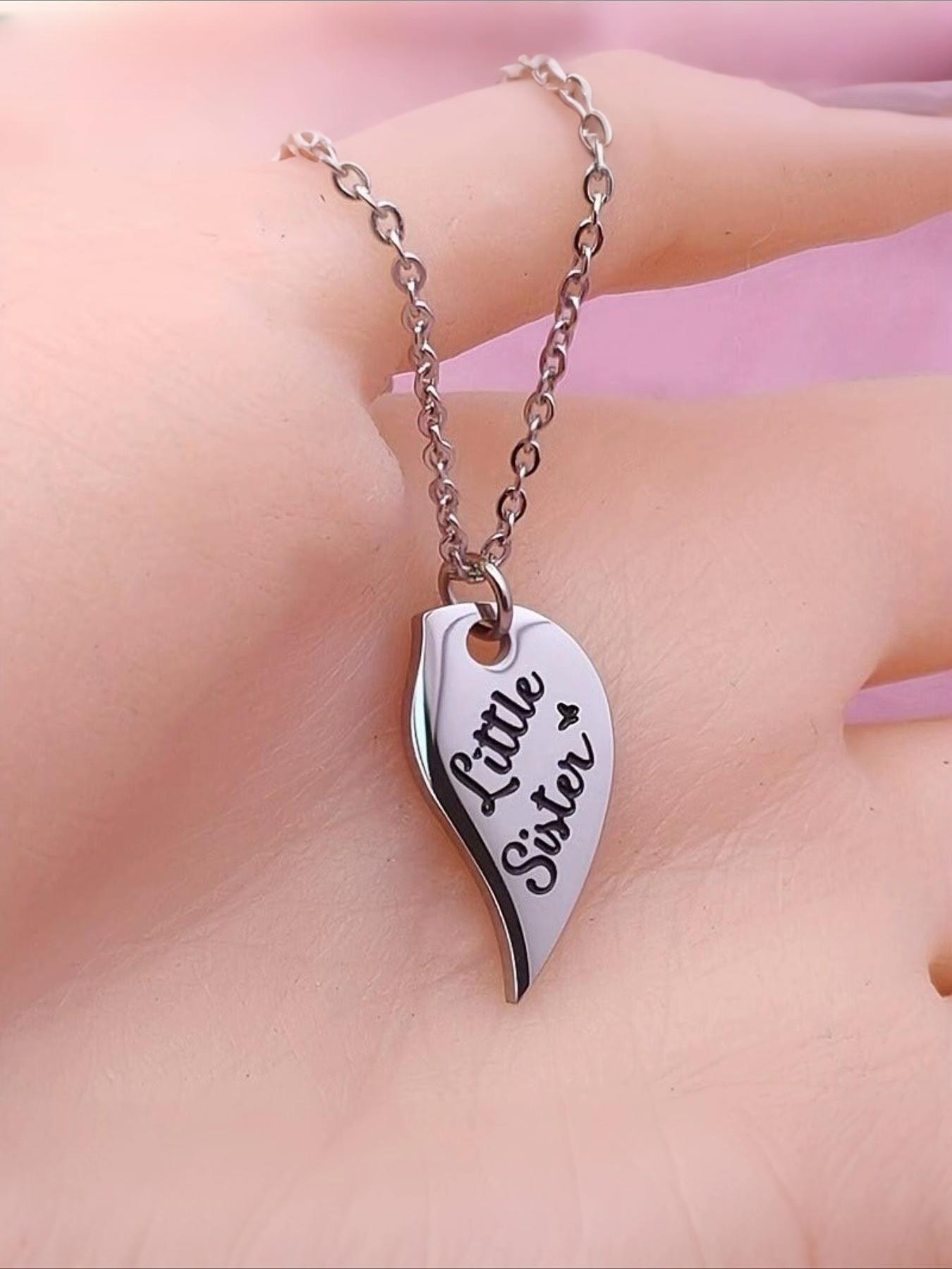 Stainless Steel Heart-Shaped Mother and Daughter Necklace Set, Elegant Mother's Day Gift with "Big Sister" and "Little Sister" Pendants, Perfect for Daily Wear or Gifting, Necklace for Women/Lady, Mother's Day Jewelry, Elegant Necklace, Durable Jewelry