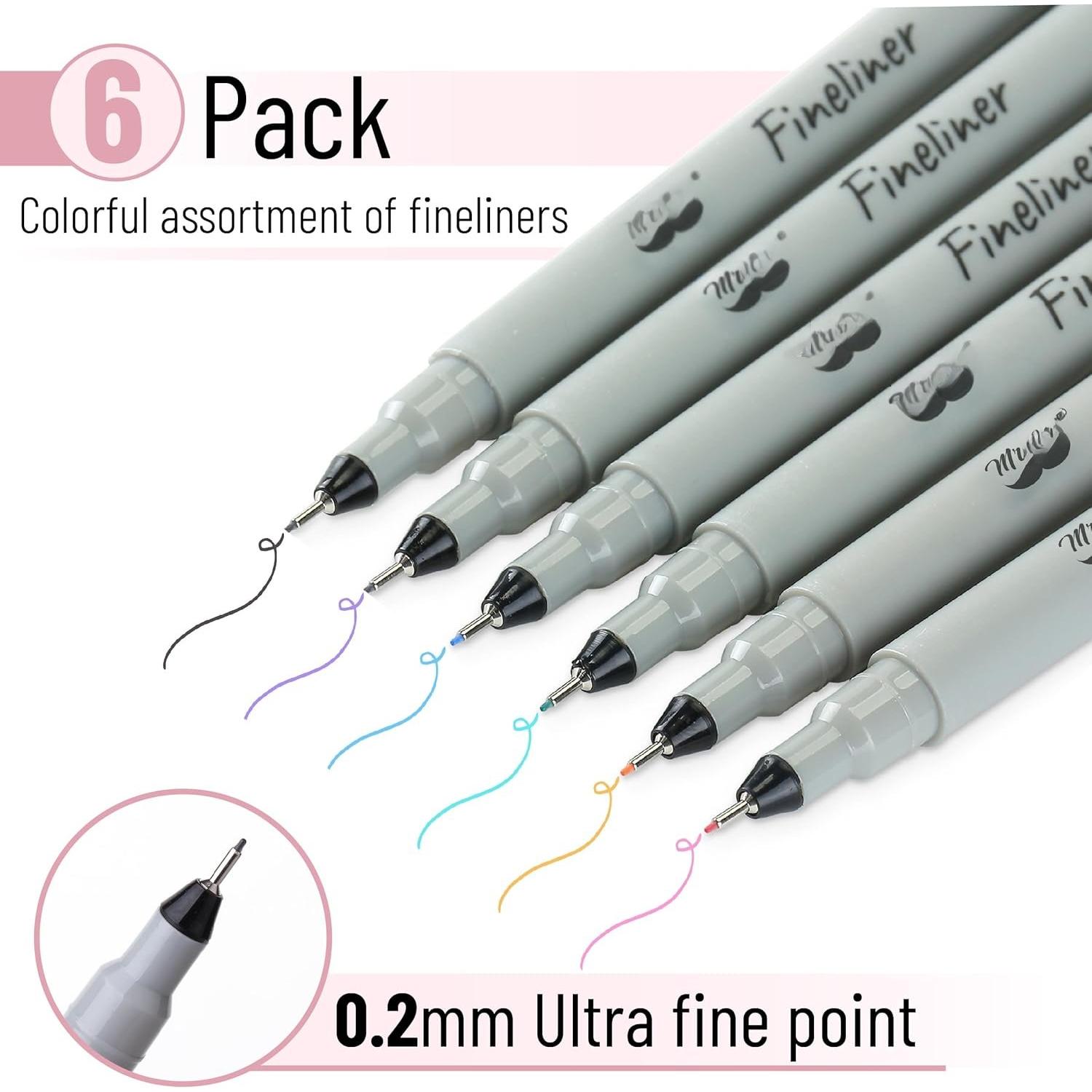 - Colored Fineliner s, 6 Pack, 0.2mm Ultra Fine Point | Smooth  Journaling s for Detailed Drawing, Note-Taking, Coloring, Sketching, Planning & Art Projects, School Supplies