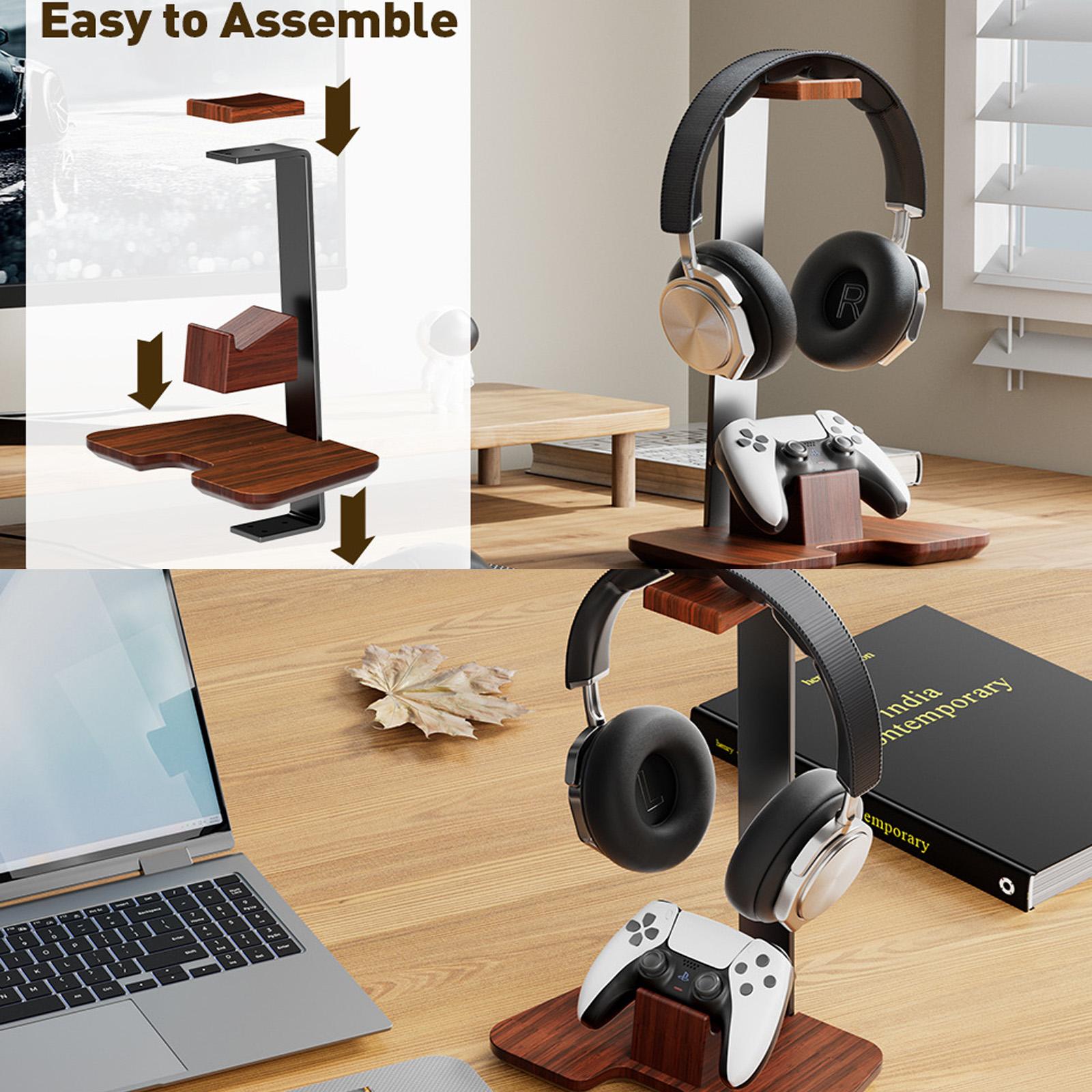 Wooden Game Controller Stand and Headset Holder, Desktop Organizer for Xbox Ps4 Ps5, Perfect Gift for Son Husband Boyfriend
