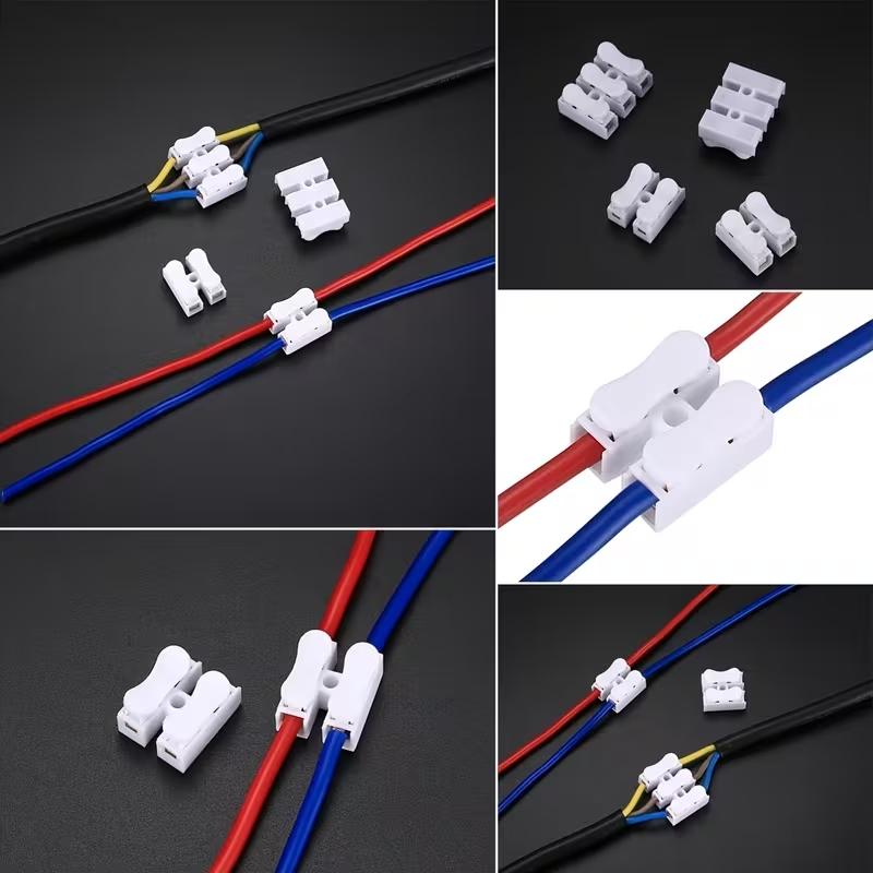 50/100pcs Quick-Connect Wire Clips, 2-Position Electrical Cable Snap Connectors, Durable Brass with PVC Insulation, Easy Installation, Secure Clips for Cable
