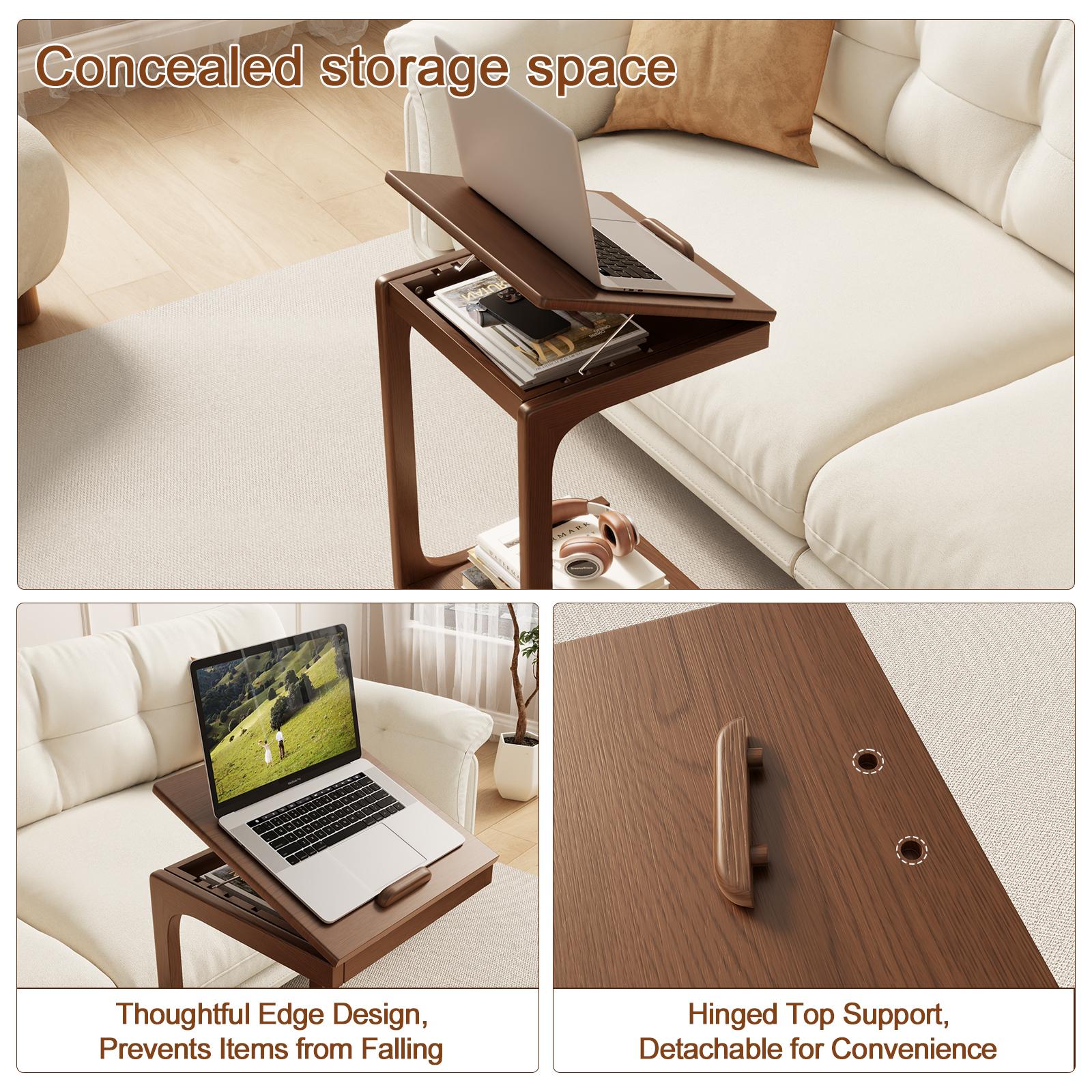 【HOT】Rolling Side Table – Solid Wood Mobile Side Table with Wheels, Adjustable Sofa Table for Living Room, Bedroom, and More, Trending Pick, Influencer Favorite