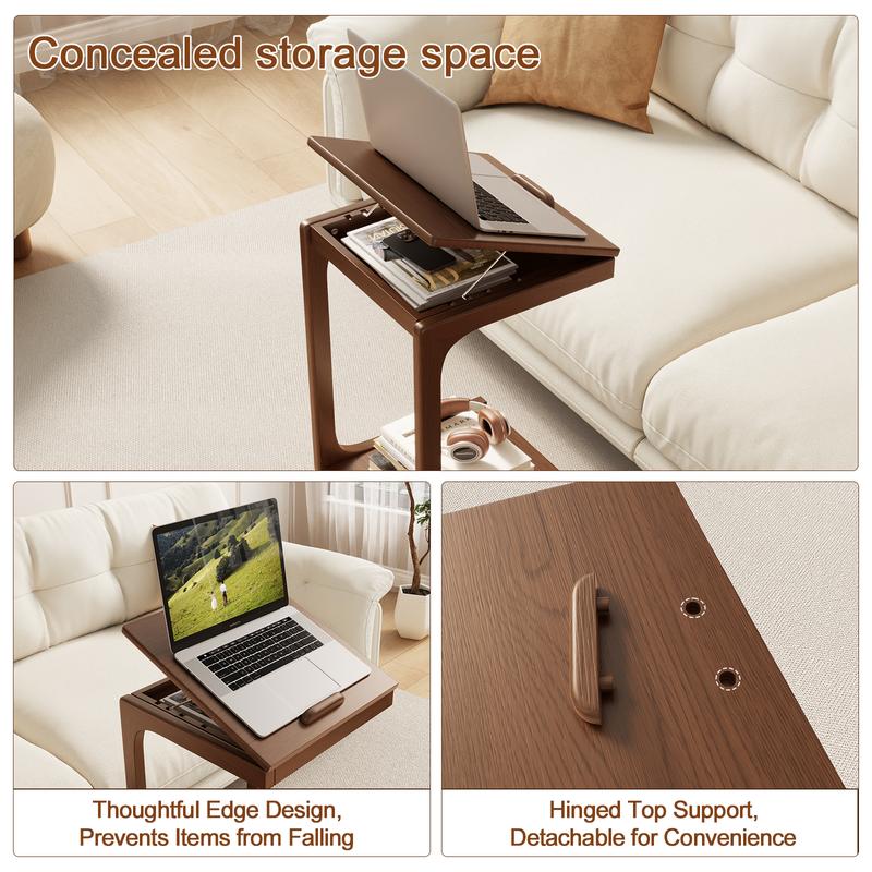 【HOT】Rolling Side Table – Solid Wood Mobile Side Table with Wheels, Adjustable Sofa Table for Living Room, Bedroom, and More, Trending Pick, Influencer Favorite