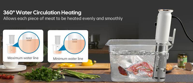 INKBIRD WiFi Sous Vide Machine, 1000 Watts Sous Vide Cooker, 3D Water Circulation  Heating,alarm and reservation functions, holiday gifts