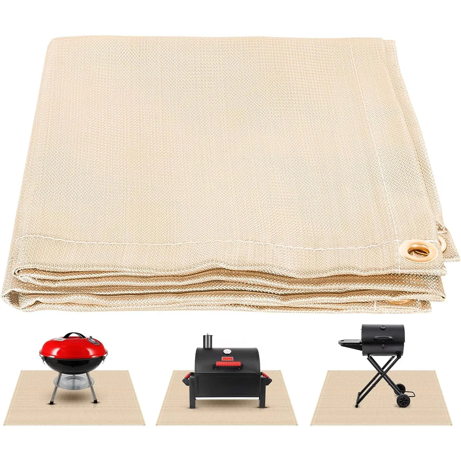 40x40 Inch Fireproof Fire Pit Mat for Deck, BBQ,  Stove | Fiberglass Construction, Foldable with Storage Bag, for Deck, Tent, Campsite Insulation Protection