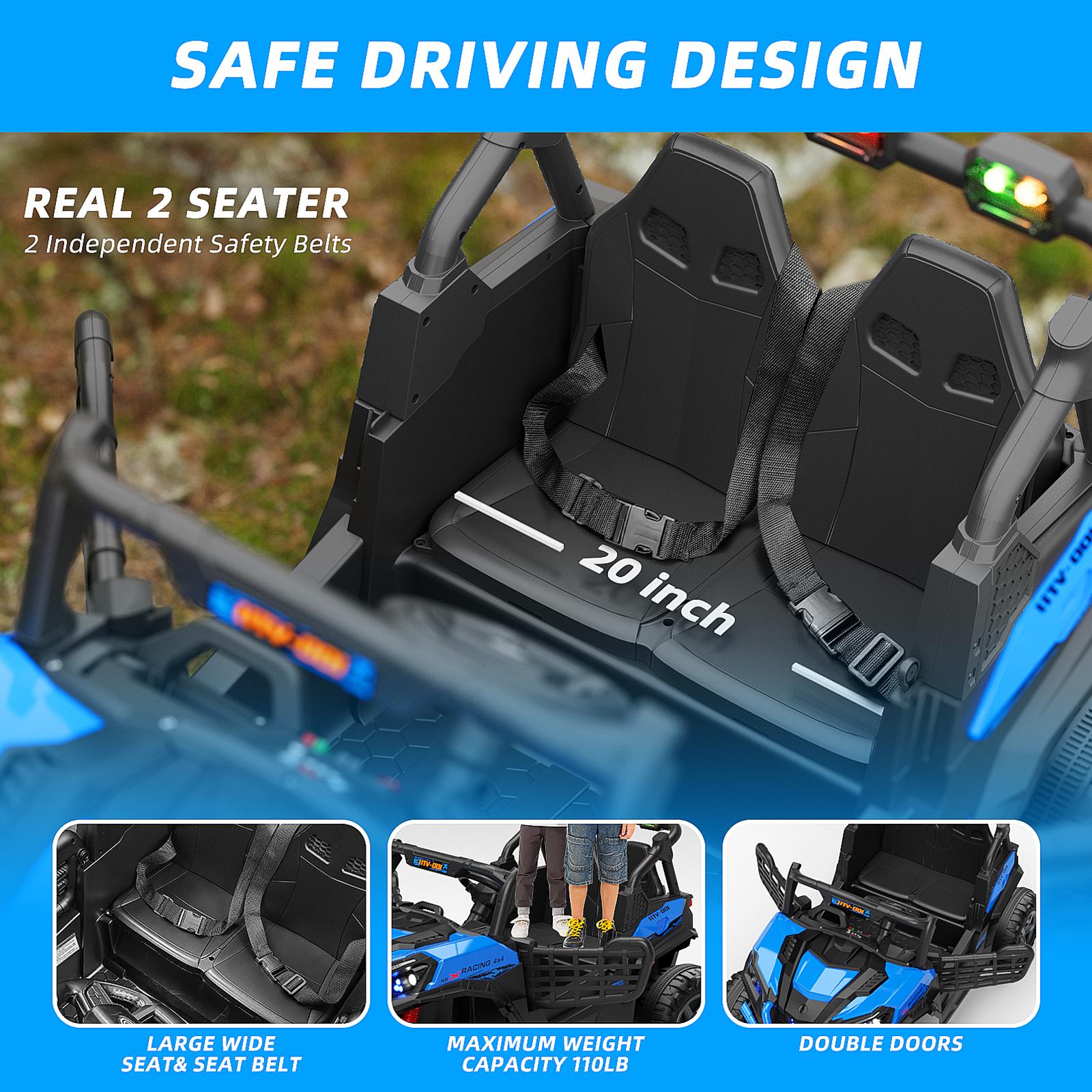 KORIMEFA 24V 7AH Kids Ride On Truck Car with Parent Remote Control Spring Suspension LED Lights AUX Port for Kids 3 and Up Lightweight Scooter