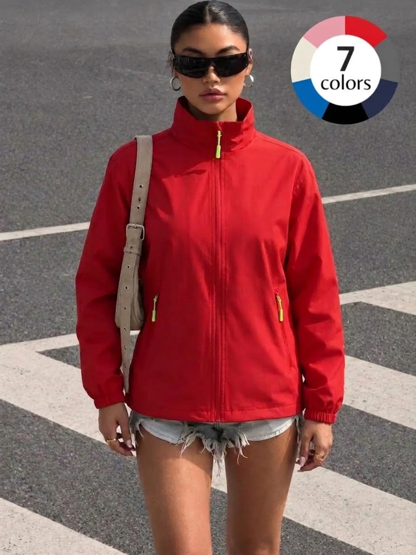 Women's Windproof Waterproof Sunscreen Hardshell Jacket, Unisex Sporty Long Sleeve Zipper Design, Outdoor Sports Jacket, Ideal for Running Hiking Fitness Outdoor Daily Wear