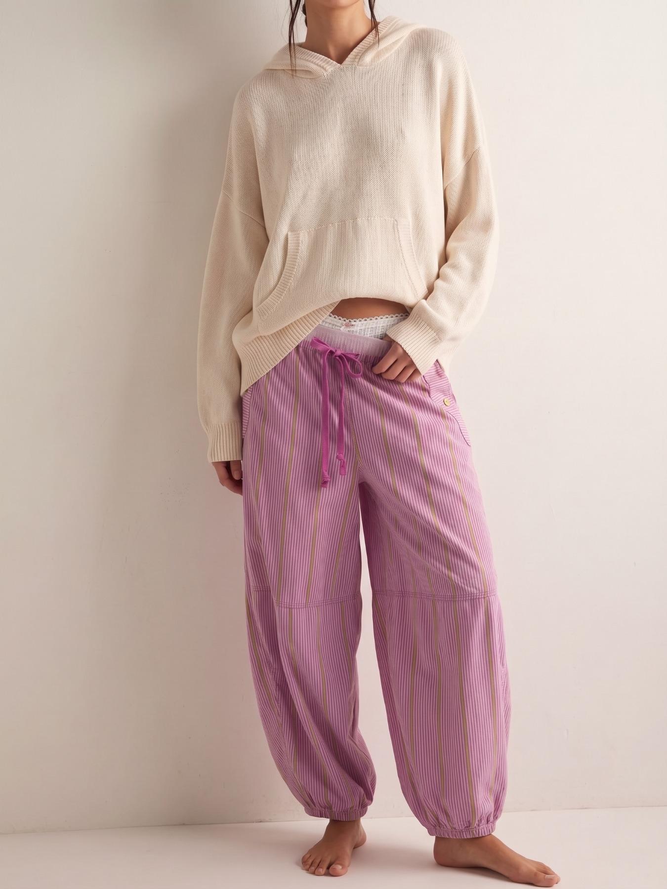 Striped Wide Leg Pants, pumpkin pants,Millennial Style Loose Fit Drawstring Waist, Vintage Beach Vacation Streetwear for Women, All Seasons