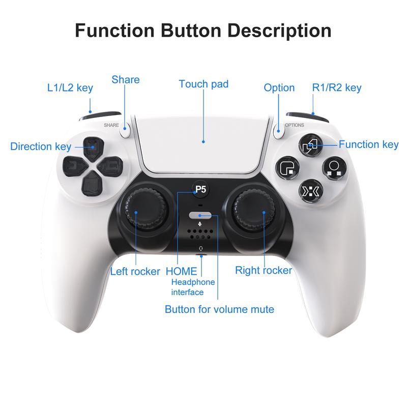 P50 Wireless Bluetooth for P5 Games With Hall Effect Joysticks, Dual Vibration, Headphone Jack for PC, Wireless Game Controllers, Console Accessories, Perfect Gift for Gamers of All Ages