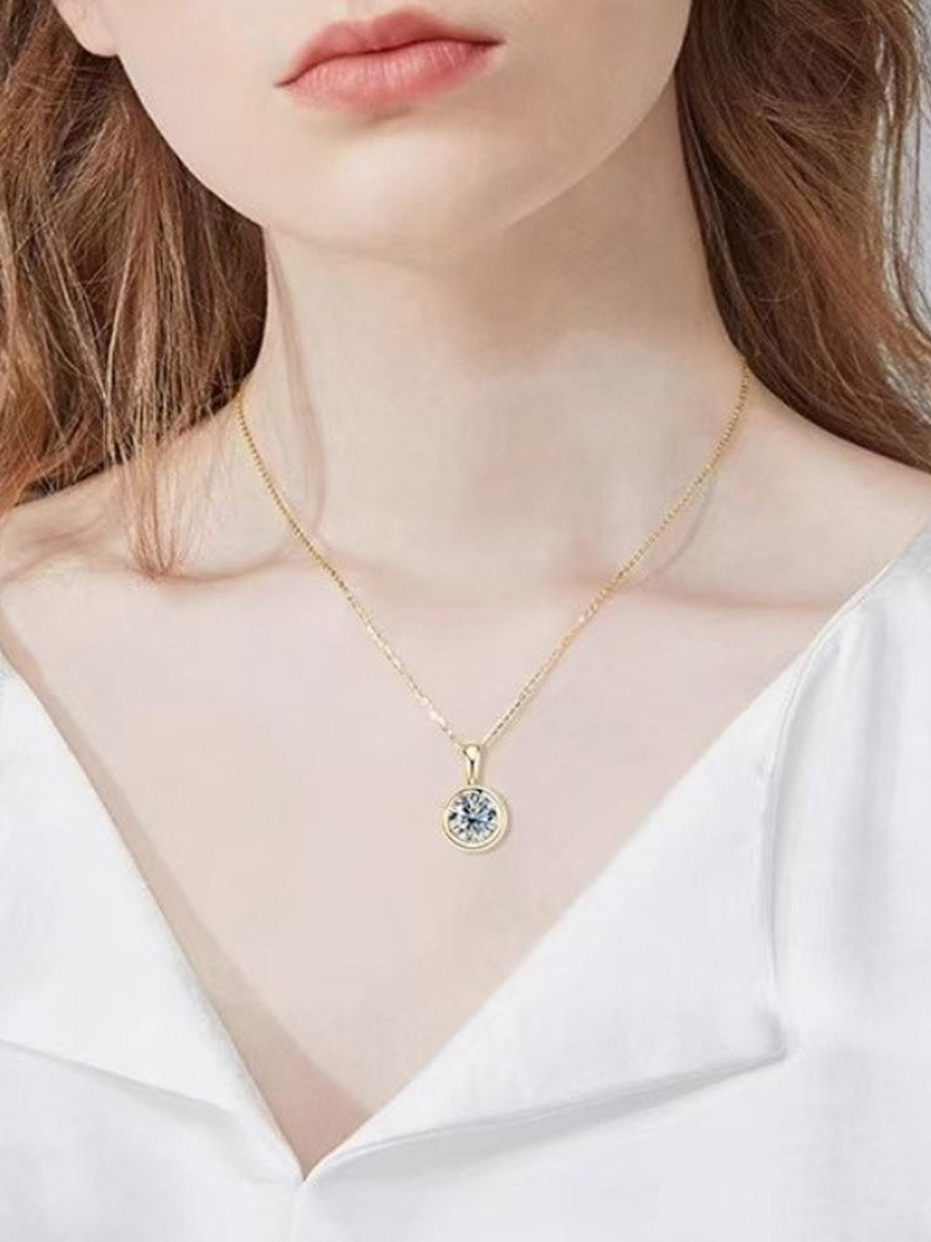 1 Carat Moissanite Pendant Necklace, S925 Silver, Couples Fashion Jewelry, Perfect for Dates, Parties, Gifts for All Occasions