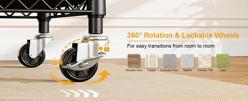 Ulif P6C Heavy Duty Closet Organization with Dust Cover,Portable Wardrobe with Wheels, Freestanding Clothes Rack, Adjustable,Black Home Supplies Storage Furniture