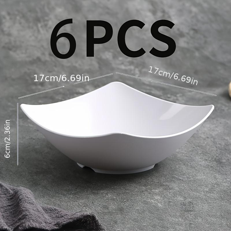 6-Piece Large Plastic Square Footed Bowls Set, Party Salad Bowl, Stackable Lightweight Kitchenware, Microwave & Dishwasher Safe