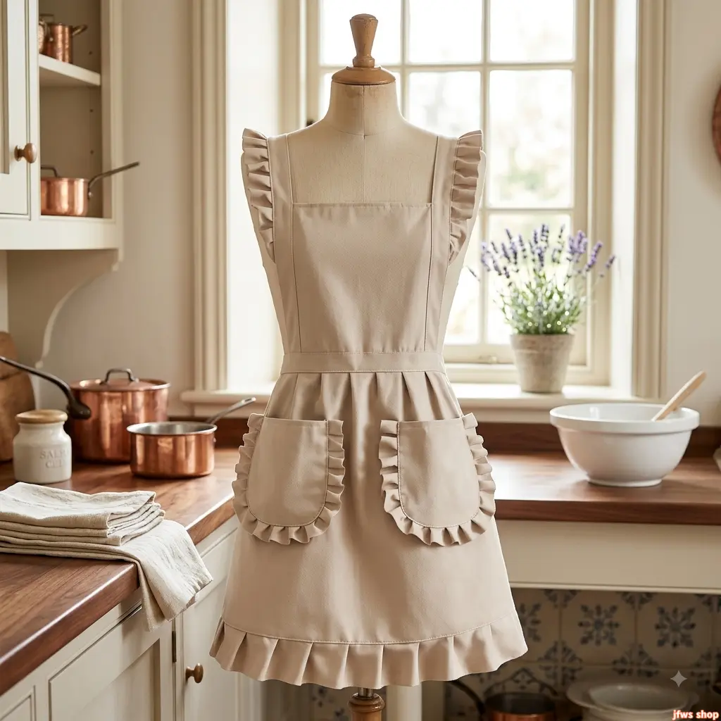 Korean‑Style Princess Fashion Apron Waterproof Thick Polyester Canvas Waist Apron With Large Pockets Cute Sweet Simple Design For Cooking Baking Gardening Cafe Work And Daily Household Use tiktokshopbacktoschool