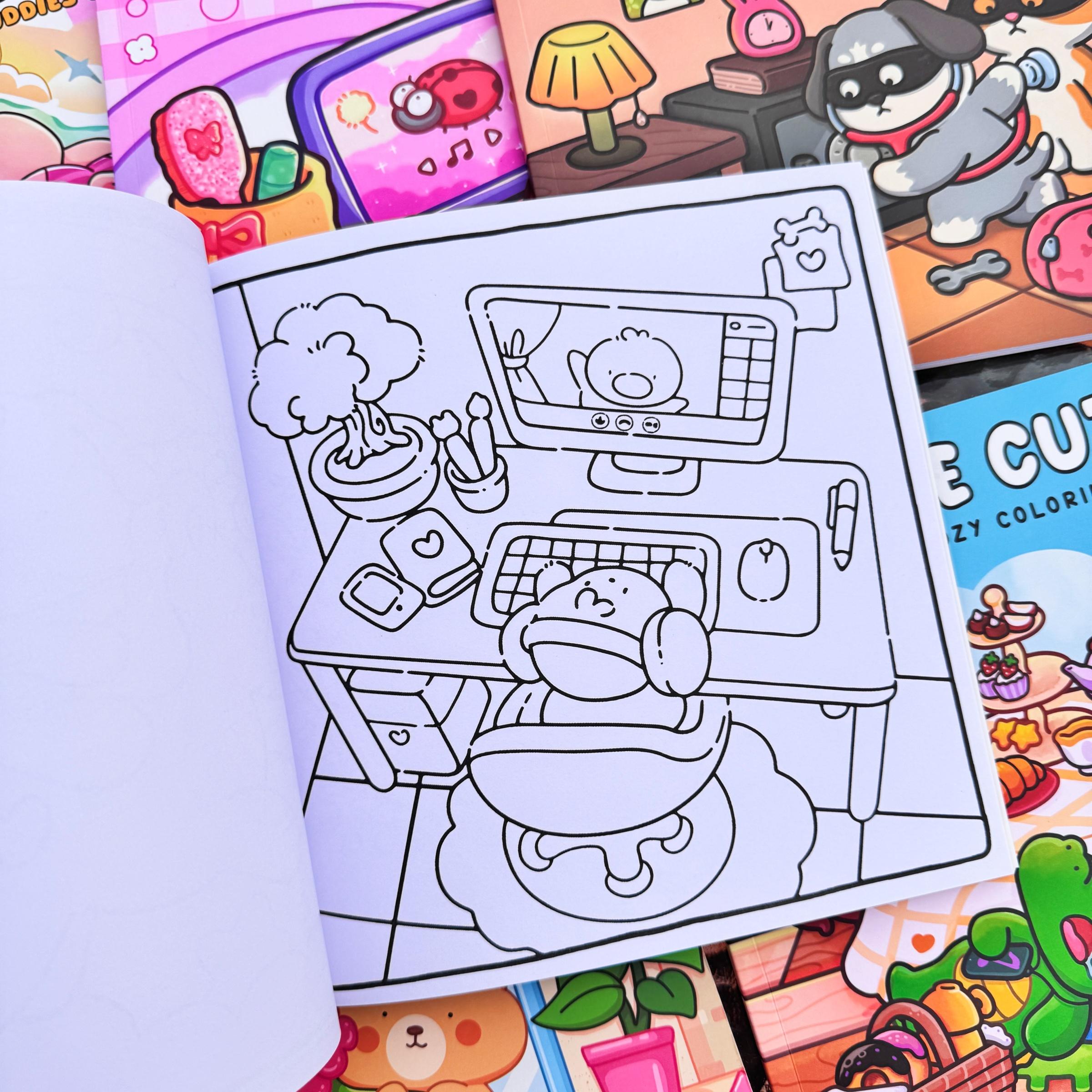 3/6-Piece Cute Theme Coloring Book Set, Stress Relief Coloring Gift Book for Kids, Ideal Art Supplies for Daily Drawing, Travel and Bedtime Activities