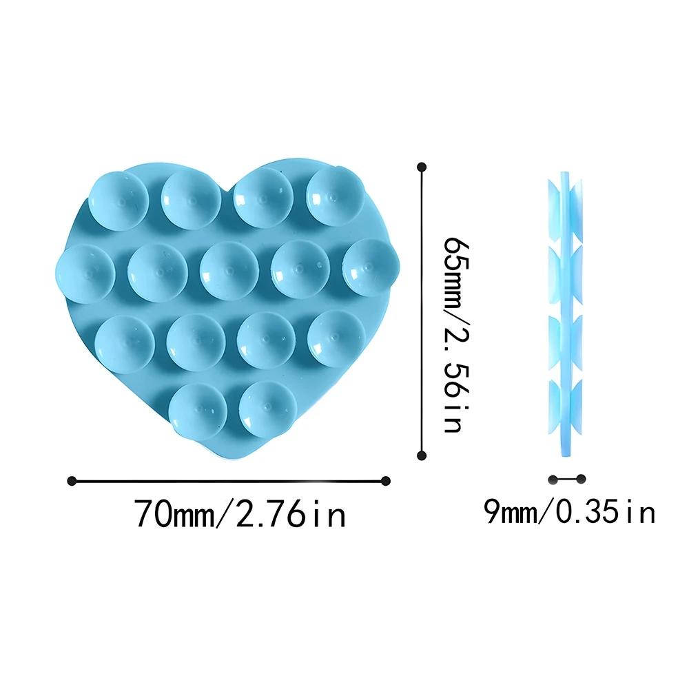 Heart-Shaped Silicone Suction Cup Holder - No-Drill Strong Adhesive Multi-Color Phone Stand for Home, Desk, Bathroom, Kitchen - Hands-Free Viewing & Video Calls, Decorative Accessory, Playful Design, Robust Construction, Durable Suction Cups, Bathroom