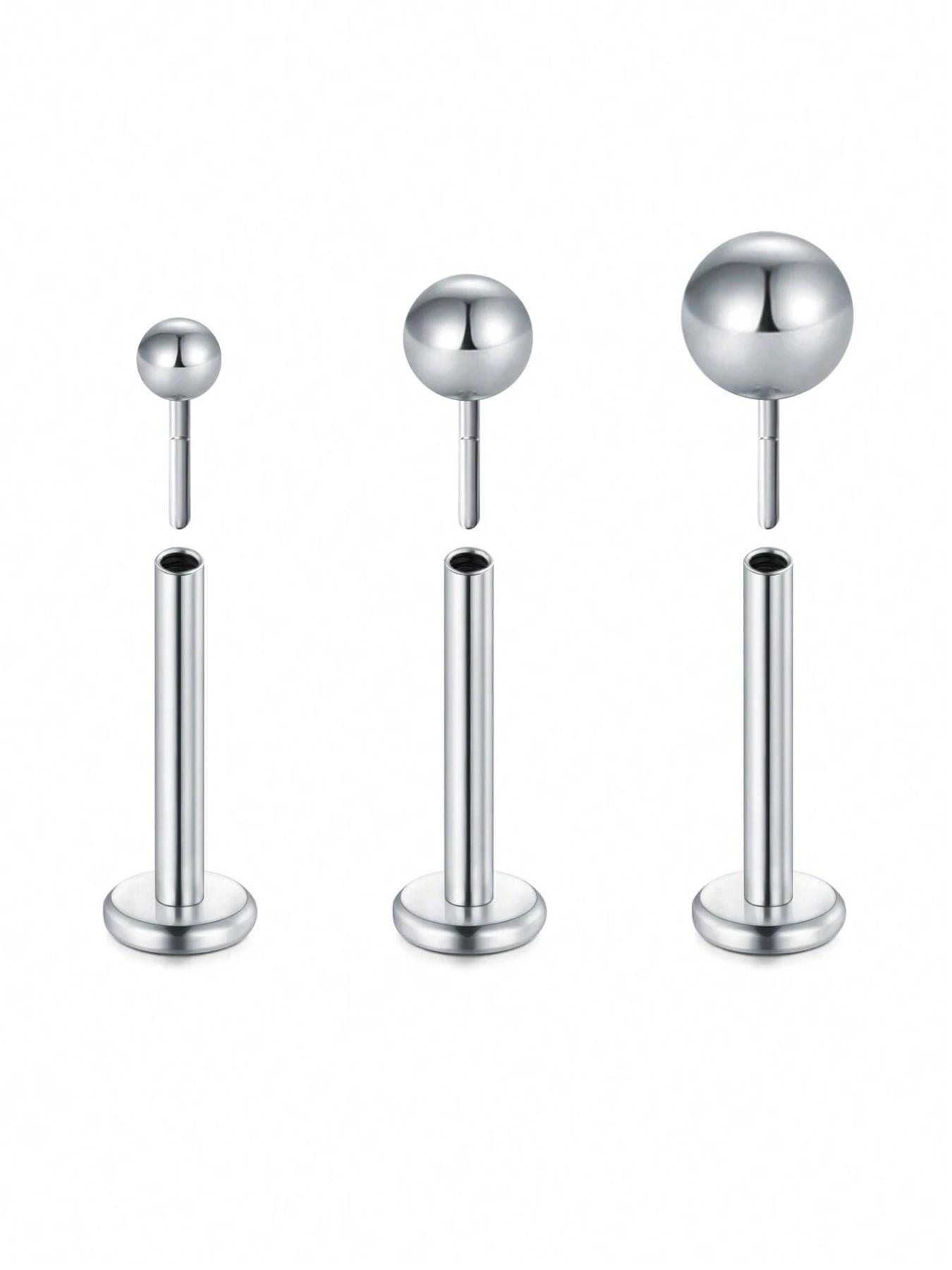 3pcs Threadless Cartilage Earrings, Medusa Piercing Studs, 20gauge Nose Studs, Helix Conch Tragus Jewelry, 2mm 3mm 4mm