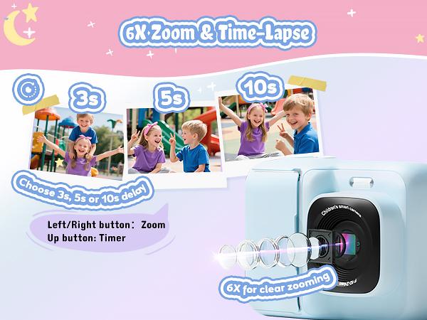 Instant Print Camera for Kids, HD Digital Camera, Christmas Birthday Gifts for Kids, Portable Toy Camera with 32GB SD Card & 3 Rolls Printing Paper