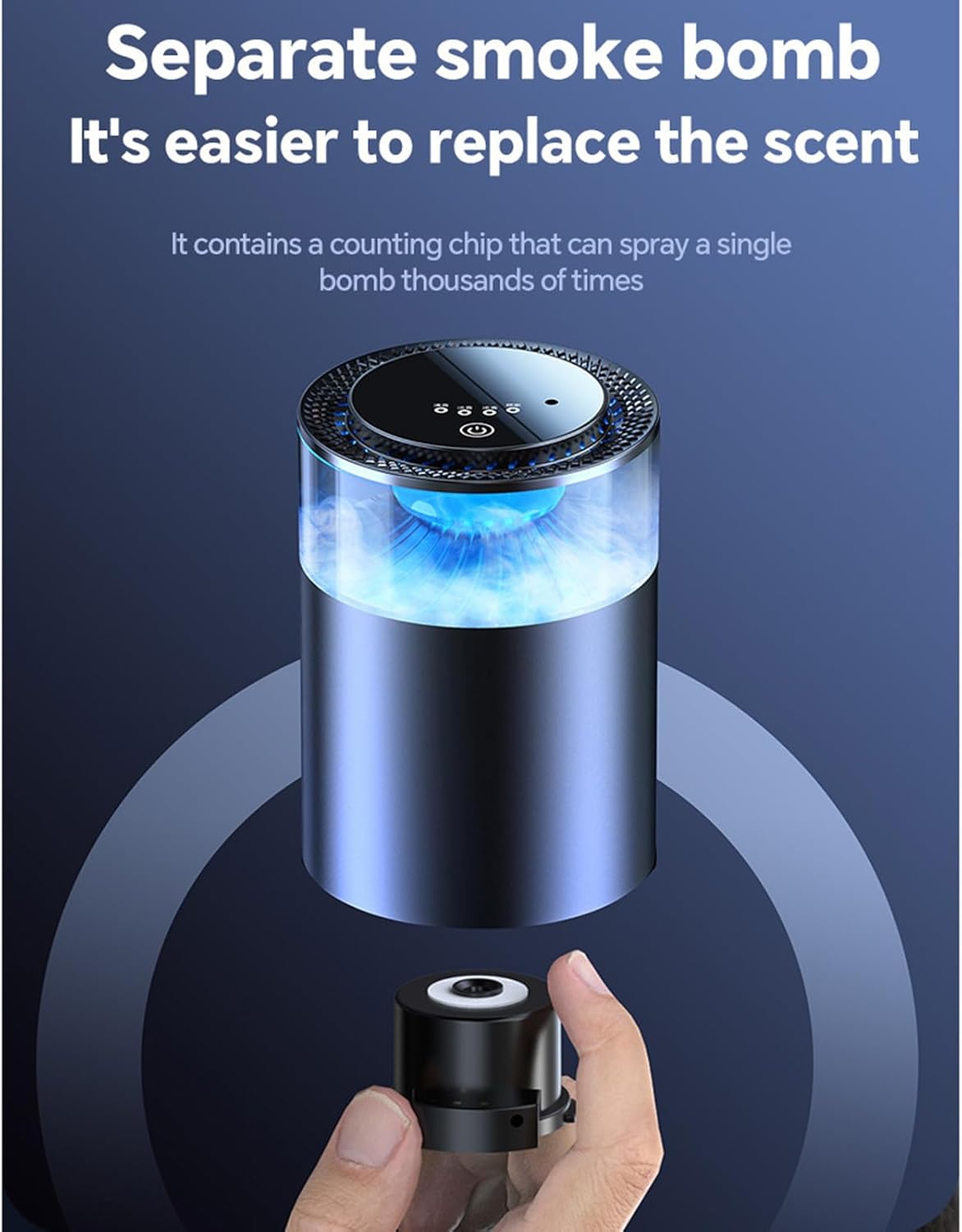 Smart Waterfall Inspiration Car Air Freshener Electric Diffuser, Rechargeable Automatic Switch Car Essential Oil Diffuser Air Freshener, Ultrasonic Nebulizer, 4 Modes, Car Air Diffuser