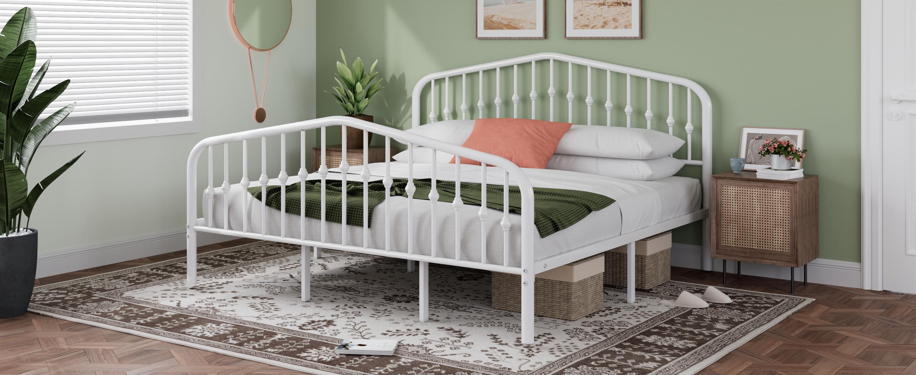 MUTICOR Full/ Queen/ King Metal Platform Bed Frame with Victorian Style Wrought Iron-Art Headboard/Footboard,【Frame Only No Mattress】No Box Spring Required,Black#TikTokShopBlackFriday #ChristmasGifts