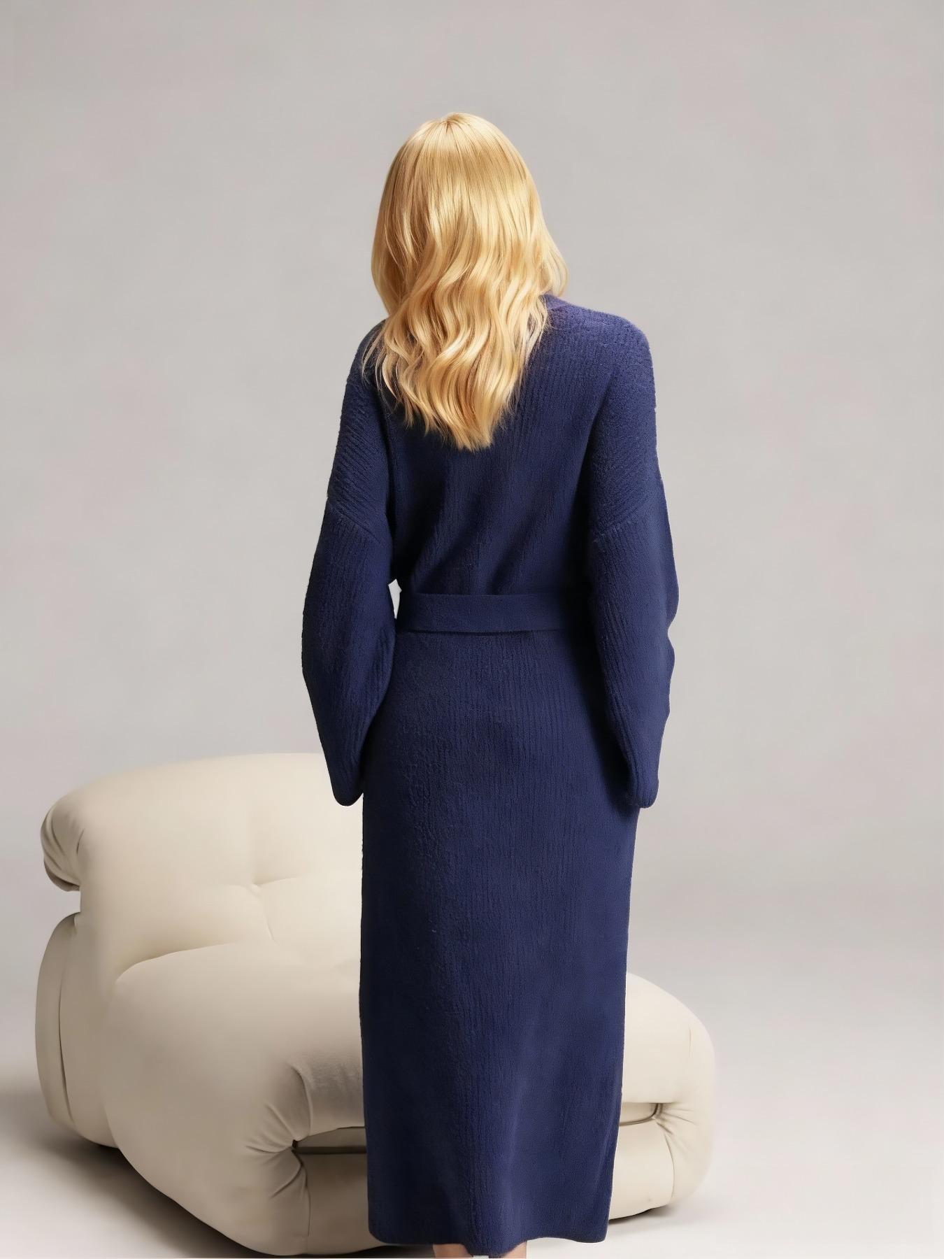 COZY Soft Plush FeelWomen's Solid Color Everyday Thickened Thermal Lined  Long Sleeve Drop Shoulder Loungewear