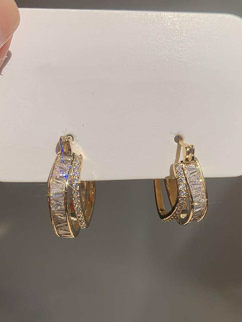 Elegant Artificial Zircon Decor Earrings, Fashionable Jewelry for Women, Trendy All-match & Exquisite Jewelry for Birthday Gift, Fashion Jewelry Party