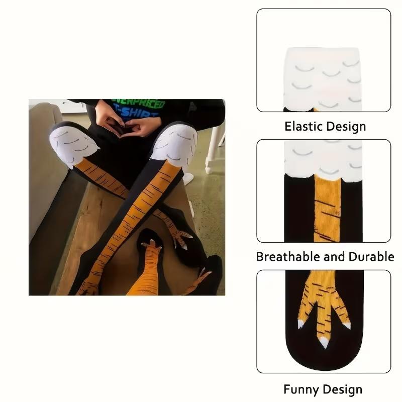 Funny Chicken Leg Socks with Cute Chick and Eggshell Pattern, All-Season Party Wear, Novelty Ankle Warmers, Cartoon Socks