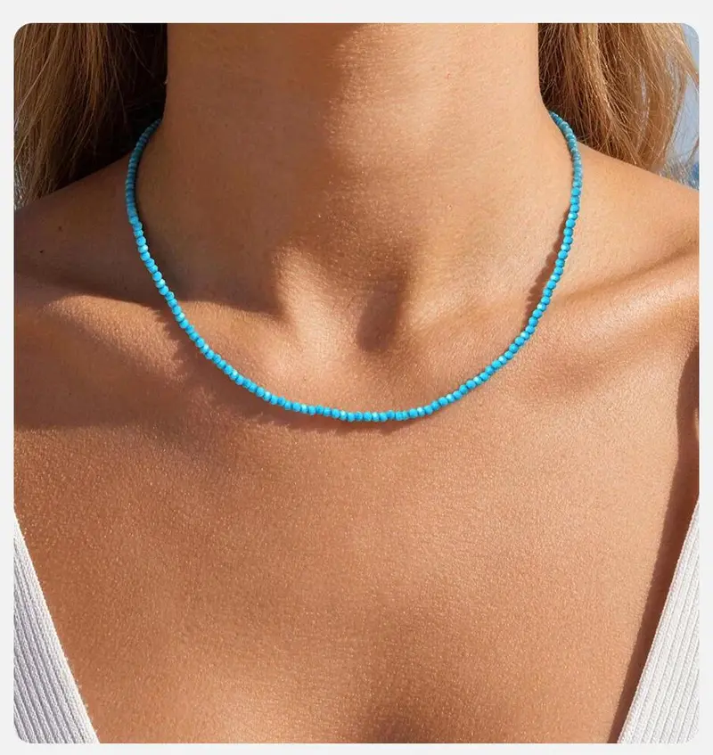 Vnox Women's Handmade Colorful Beads Choker Necklace - Hypoallergenic, Lead-Free Natural Stone Gem Neckpiece for Women, Halloween, Prom, Party, Waterproof Summer Beach Jewelry (Adds School, Christmas; Trims Redundancies, Fixes Structure)