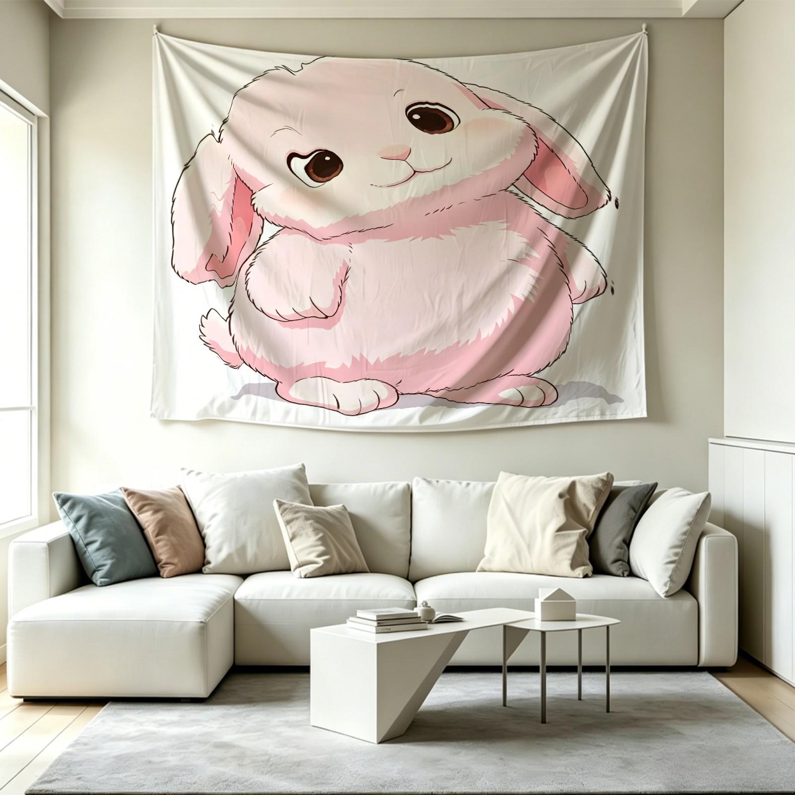 Giant Lop-Eared Bunny Wall Tapestry, Aesthetic Backdrop for Bedroom, School & Kindergarten Party, Photo Prop, Living Room Decor, Gift