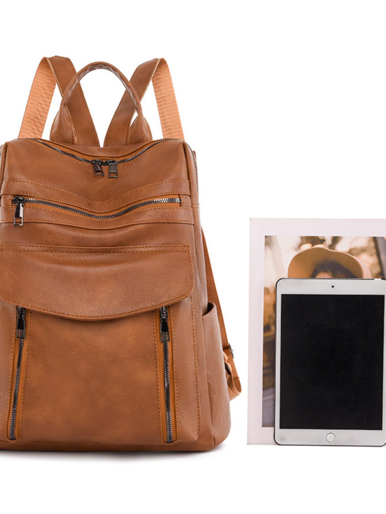 1 Piece Solid Color Backpack with Adjustable Strap, Fashionable Large Capacity School Bag for Women & Girls, Vintage Backpack Bag for Commuters and Students