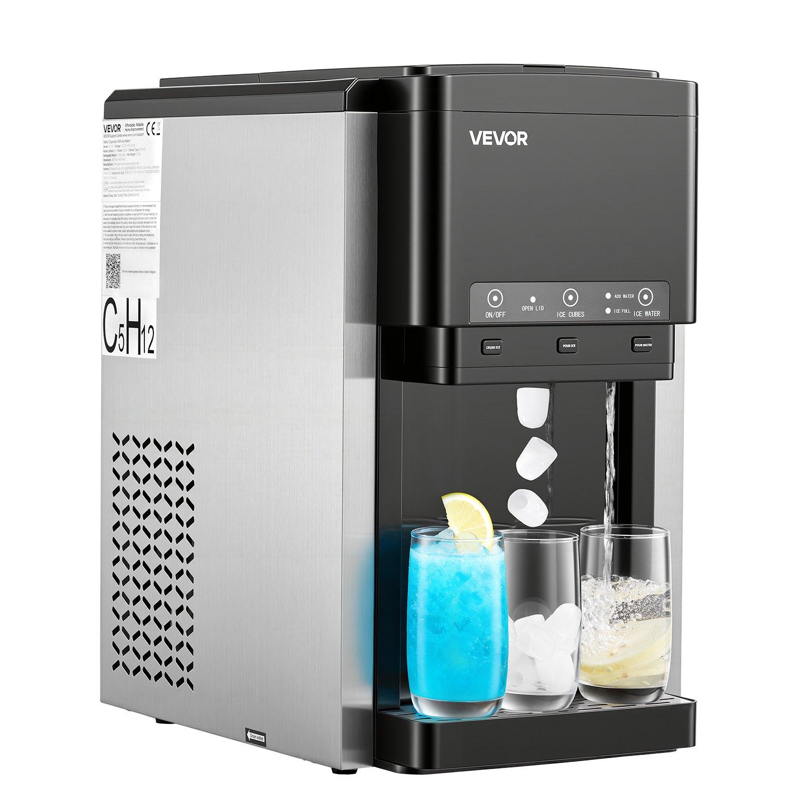 VEVOR Water Dispenser with Ice Maker, 3-in-1 Countertop Water Dispenser, 35 LBS/24H, 12 Cubes/7 Min Fast Ice Making with 4 LBS Storage, Bullet/Crushed Ices Cold-Water, for Home, Kitchen, Party VEVOR Water Dispenser with Ice Maker, 3-in-1 Countertop Water Dispenser, 35 LBS/24H, 12 Cubes/7 Min Fast Ice Making with 4 LBS Storage, Bullet/Crushed Ices Cold-Water, for Home, Kitchen, Party
