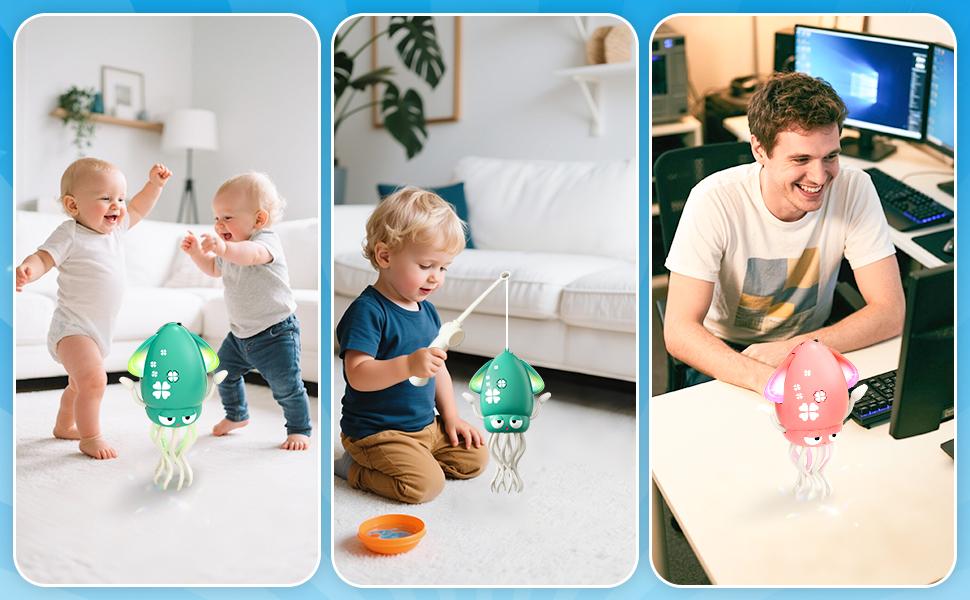 Dancing Squid Toy for Kids with LED Lights & Music - Sensory Development Interactive Toddler Toy for Ages 2+ - Bright Colors & Upbeat Music - Perfect Gift for Toddlers, Perfect Stocking Stuffer,Tummy Time