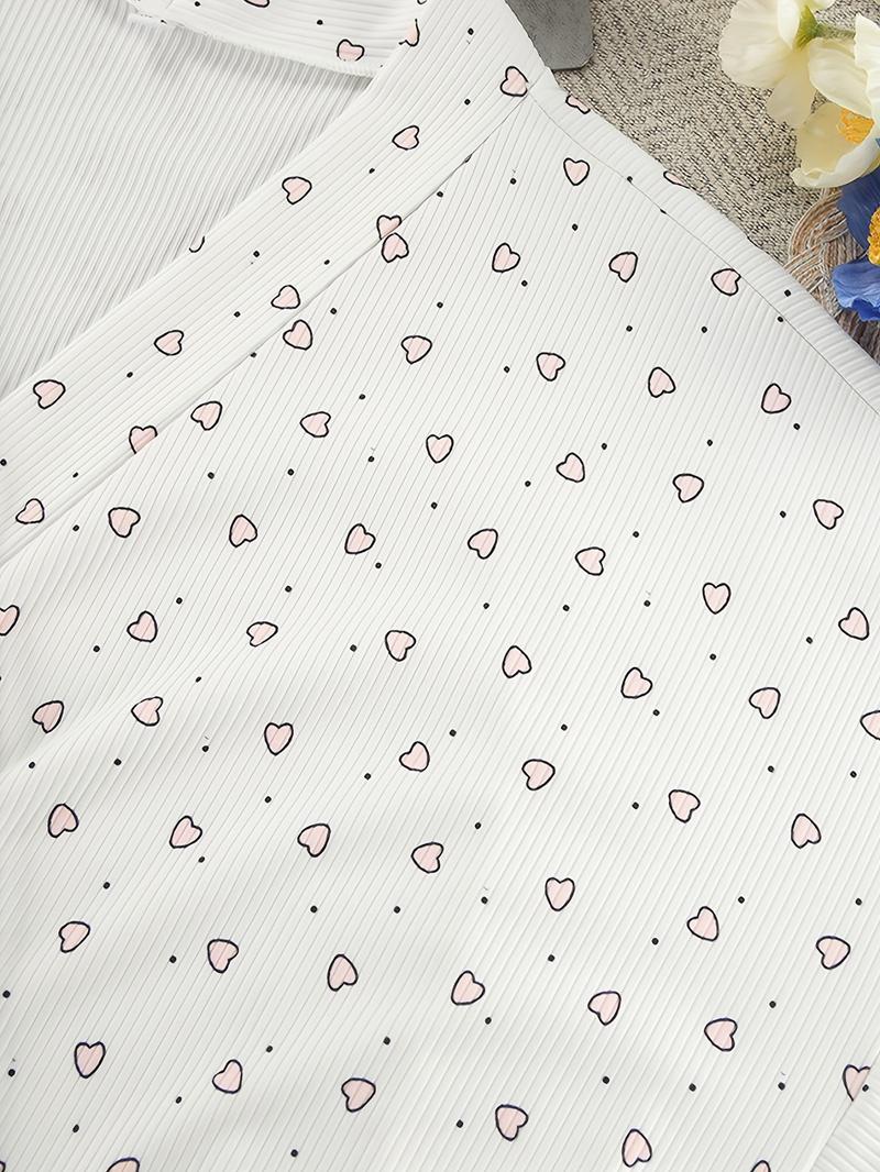 Women's Heart Print Robe, Comfy Long Sleeve Belted Bathrobe, Ladies Sleepwear & Loungewear for All Seasons