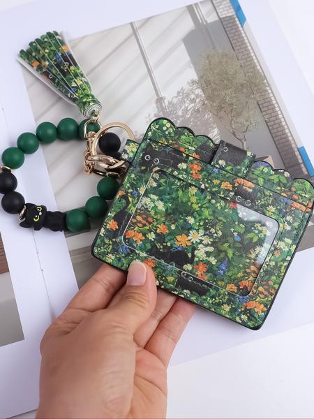 Animal Series Wrist Keychain with Colorful Beads, Cute Cartoon Design Card Holder, Perfect Gift for Friends and Holidays, Keychain Wristlet Strap