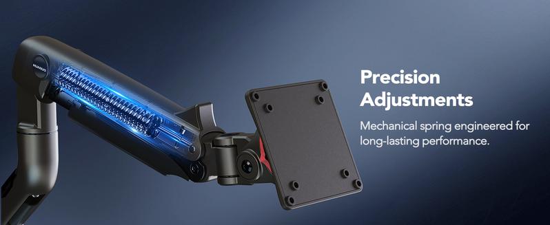 HUANUO RGB/Non-RGB Monitor Arm for Ultrawide Screens up to 57″/49'', Heavy-Duty Single Mount Holds 44 lbs, Fully Adjustable Gaming Monitor Arm with C-Clamp & Grommet Base, Max VESA 100 x 100mm