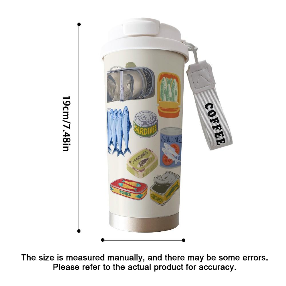 Abstract Fish Pattern Coffee Cup, Portable Dual Drink Insulated Tumbler, Heat/cool Keeper, Boho Style, Office, Travel, Outdoor Essential