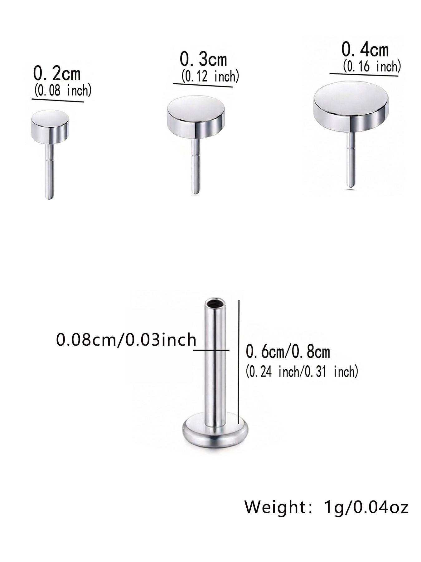 3pcs Threadless Cartilage Earrings, Medusa Piercing Studs, 20gauge Nose Studs, Helix Conch Tragus Jewelry, 2mm 3mm 4mm