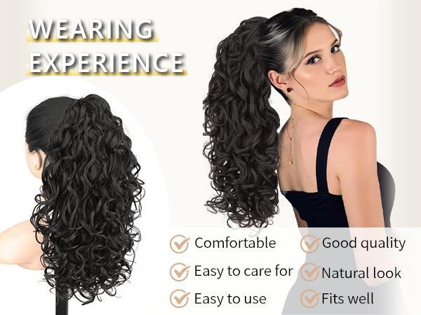 ORSUNCER Ponytail Extension 18 Inch Claw Clip Ponytail Extension Soft Curly Clip on Ponytails for Women Hair Extensions Natural Synthetic Layered Ponytails Easy To Go for Summer Looking
