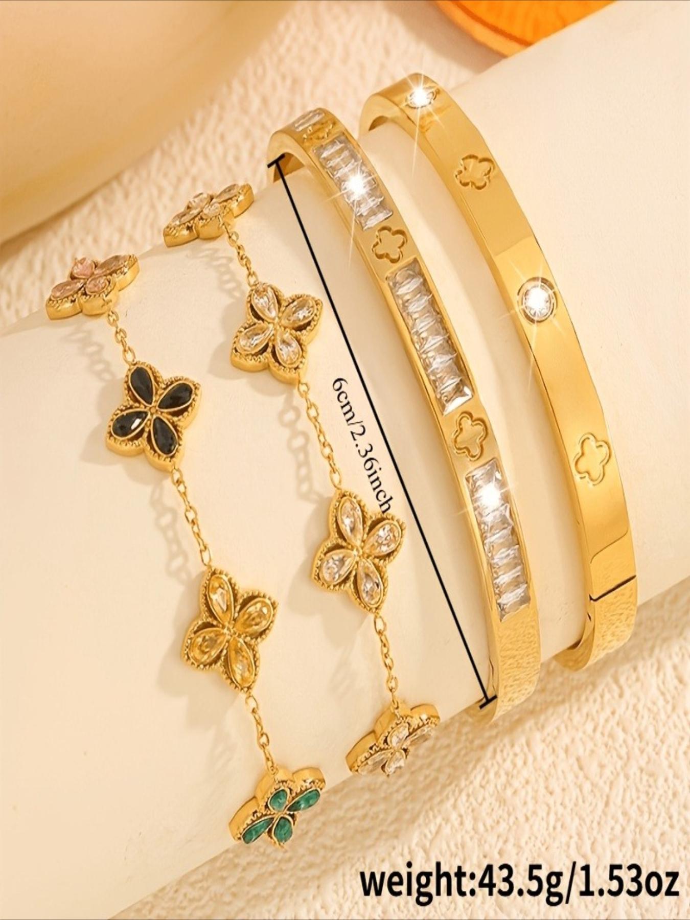 4-piece stainless steel jewelry set, stackable, with an eternal and elegant style, durable and waterproof, a delicate accessory for women suitable for both daily and special occasions, an ideal gift